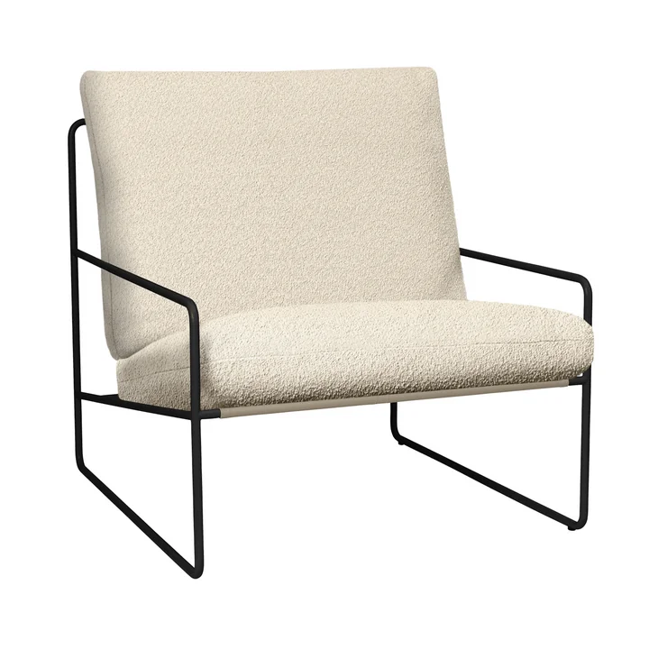 Ferm Living - Desert Fauteuil d'extérieur, noir / blanc cassé (Pure Bouclé)