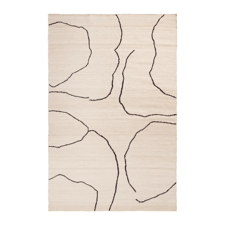 Ferm Living - Tapis de jute Gesso, 200 x 300 cm, blanc cassé / fig. foncé