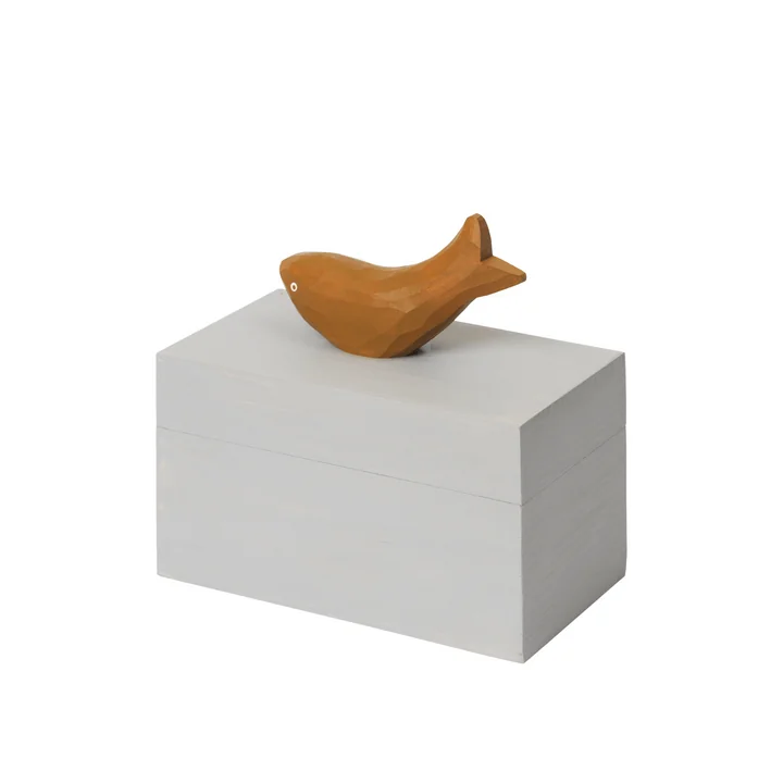 Ferm Living - Harbour Boîte de rangement Poisson, H 15 x 14,5 cm, mist blue / aged gold