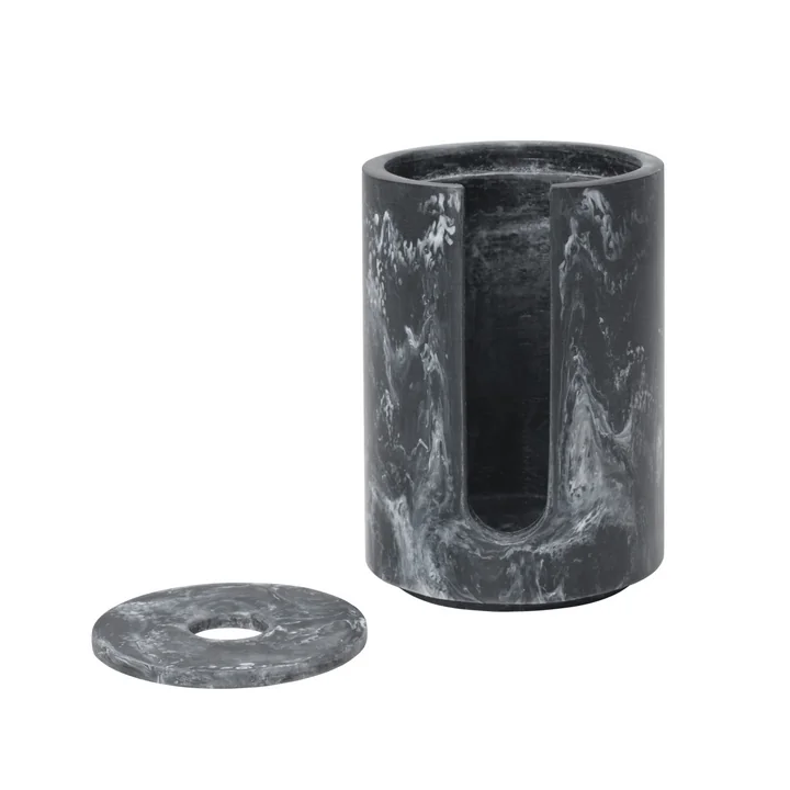 Ferm Living - Mist Récipient pour cotons-tiges, Ø 8 x H 11,8 cm, charcoal