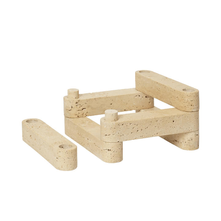 Ferm Living x Utzon - Newel Modular bougeoir, travertin (set de 6)