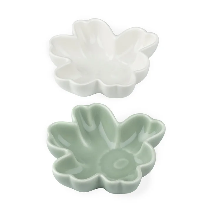 Unikko Set de coupes, Ø 11 cm, blanc / vert (set de 2) (printemps/été 2025) de Marimekko