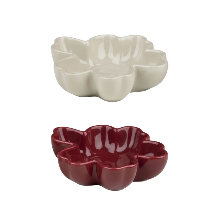 Unikko Set de coupes, Ø 11 cm, bourgogne / nature (set de 2) (automne / hiver2025) de Marimekko