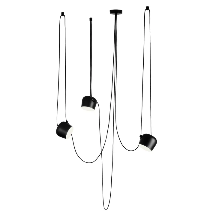 Flos - AIM Small LED -Lampe suspendue avec baldaquin, noir (3-flamme)