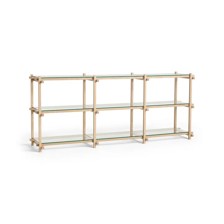 HAY - Woody Low Sideboard, chêne savonné / verre transparent