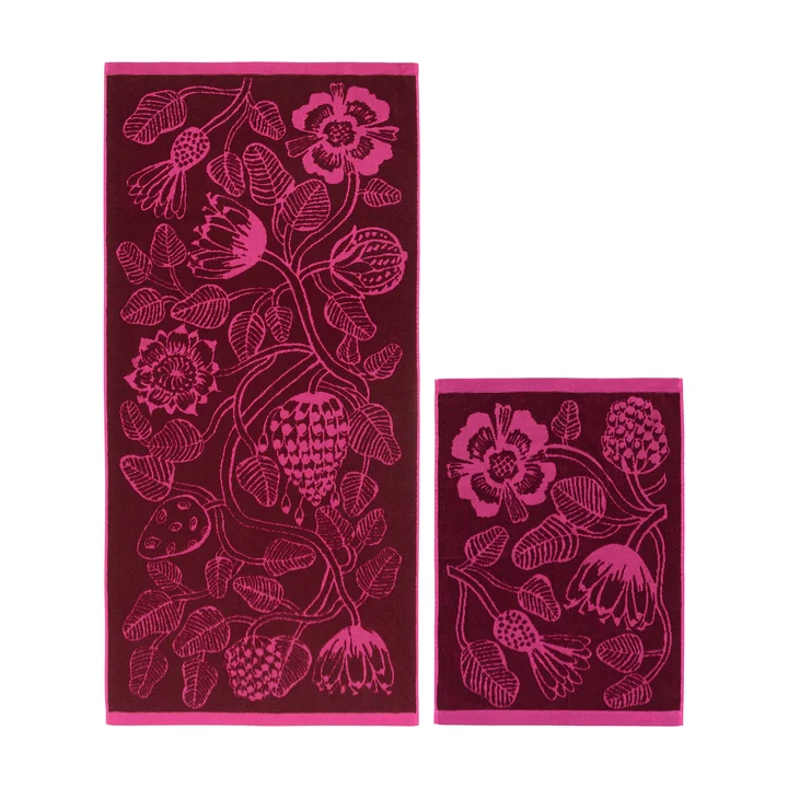 Marimekko - Tiara set de serviettes, bourgogne / rose (set de 2)