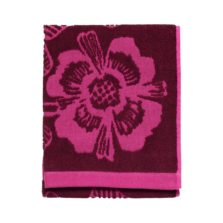 Marimekko - Serviette de bain Tiara, bordeaux / rose