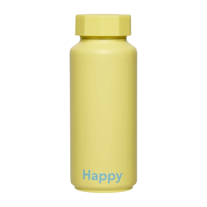 Design Letters - Bouteille thermos AJ Hot & Cold 0,5 l, Happy / jaune (édition spéciale)