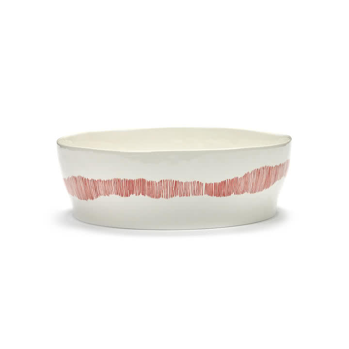Serax - Feast saladier, blanc / rouge rayures