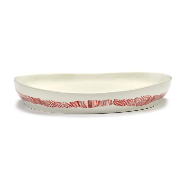 Serax - Feast plat de service M, white / red stripes
