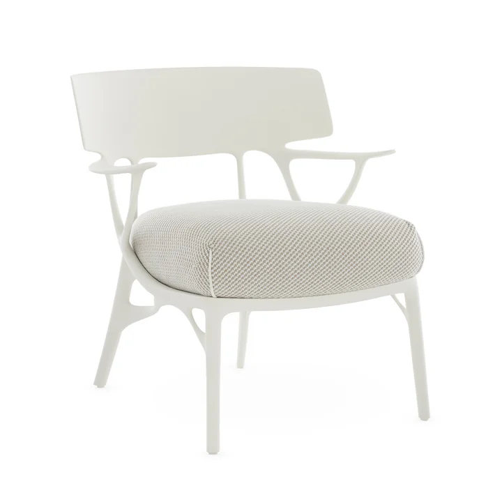Kartell - A.I. Outdoor Lounge Chair, blanc / blanc-beige (tissu Twill)