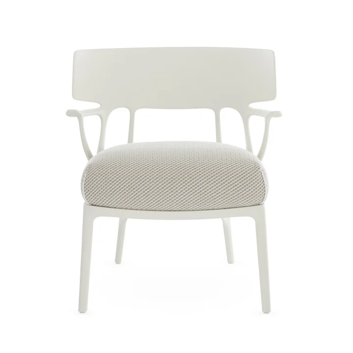 Kartell - A.I. Outdoor Lounge Chair, blanc / blanc-beige (tissu Twill)