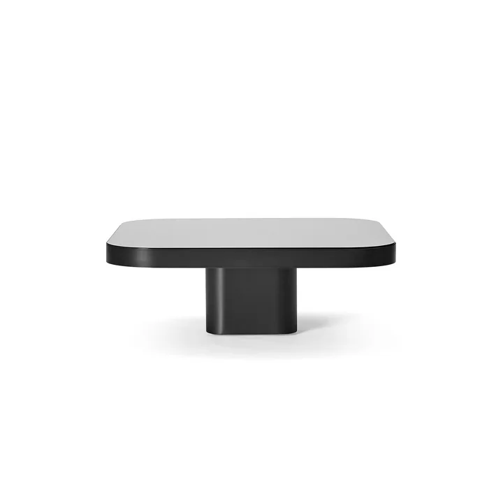 ClassiCon - Bow table basse, No. 2, 70 x 70 x 25 cm, acier noir / plateau en verre noir