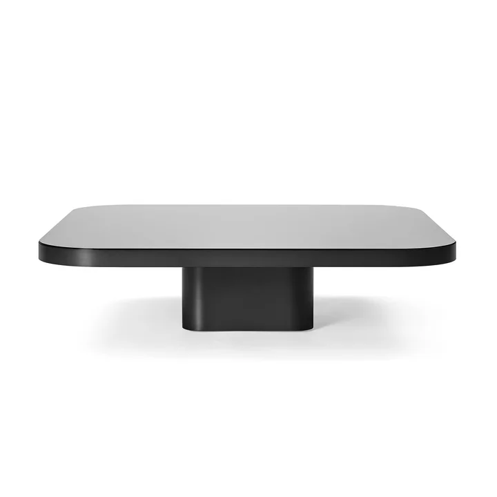 ClassiCon - Bow table basse, No. 5, 100 x 100 x 25 cm, acier noir / plateau en verre noir