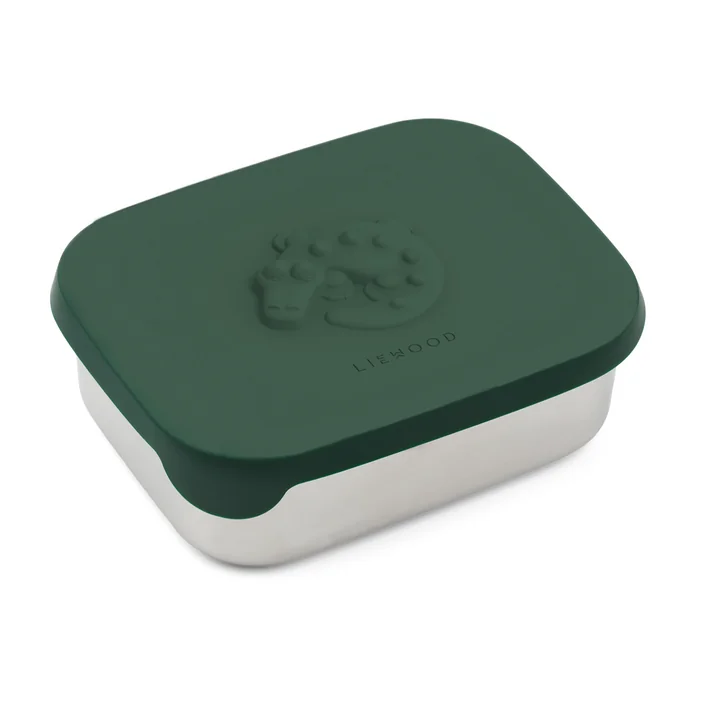 LIEWOOD - Arthur boîte à lunch avec couvercle, acier inoxydable, crocodile, garden green