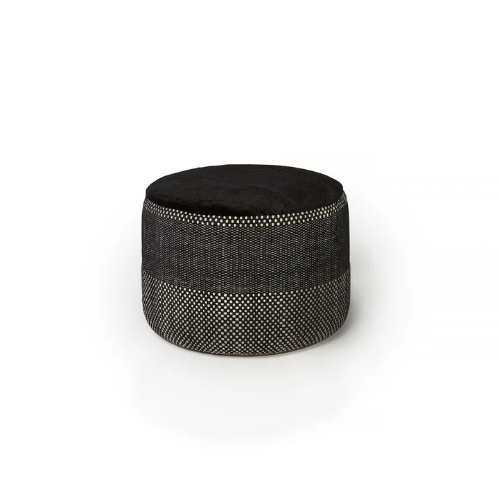 nanimarquina - Tres Persian Pouf, Ø 60 x H 43 cm, moyen, noir