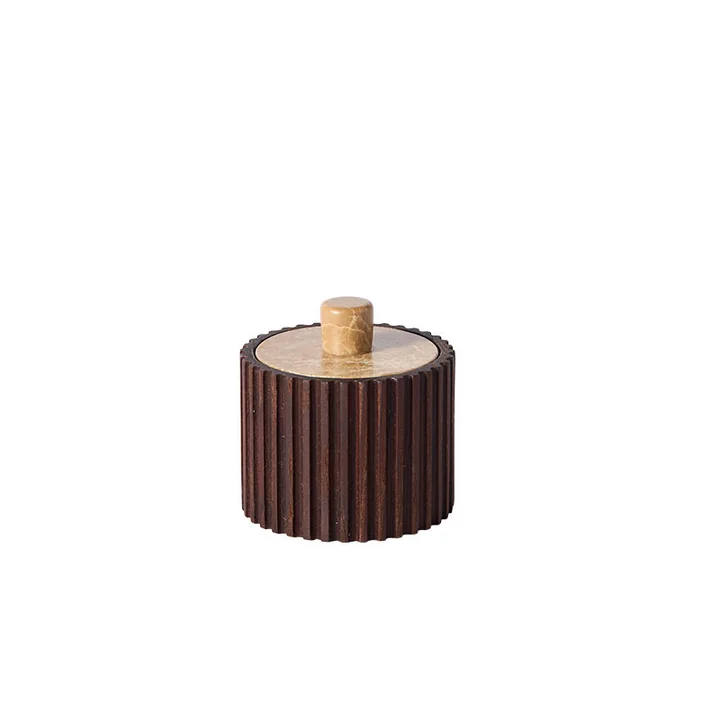 Muubs - Yami boîte de rangement avec couvercle, Ø 8 x 7,8 cm, brun