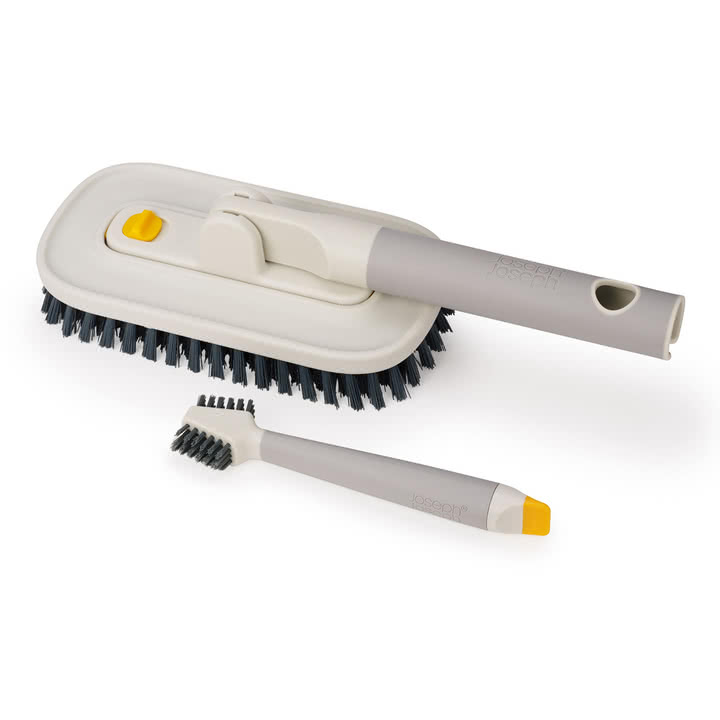 Joseph Joseph - CleanTech set de brosses avec brosse à récurer et brosse à carrelage, light stone