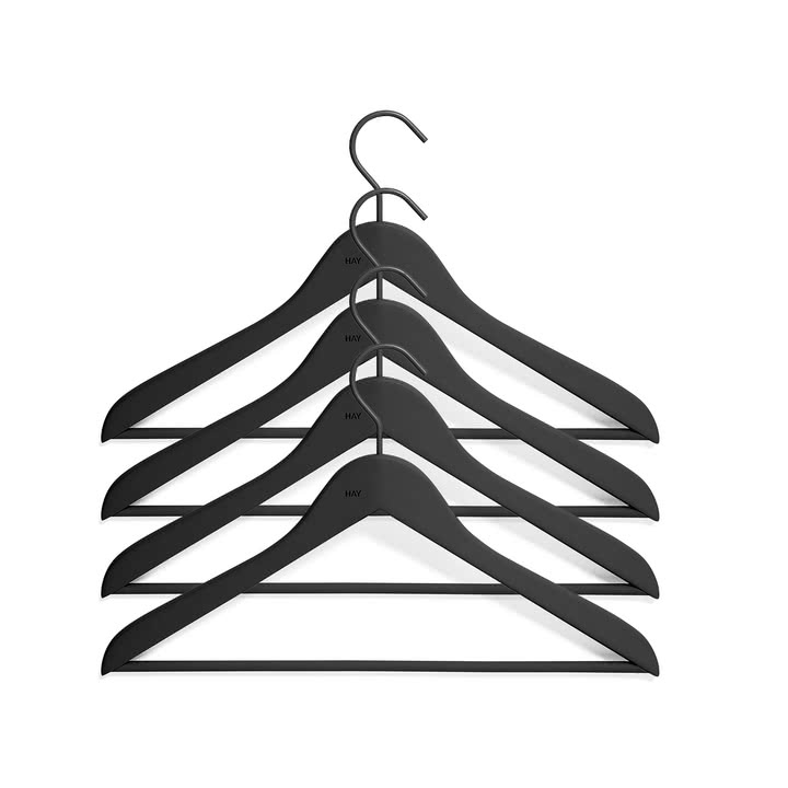 HAY - Soft Coat cintre avec entretoise, slim, noir (lot de 4)