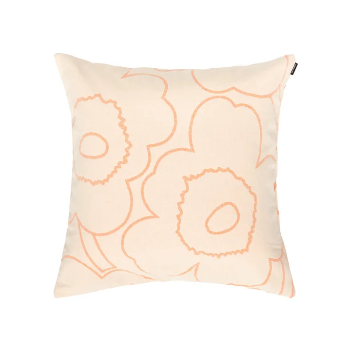 Piirto Unikko housse de coussin, 60 x 60 cm, blanc cassé / pêche (automne / hiver 2025) de Marimekko
