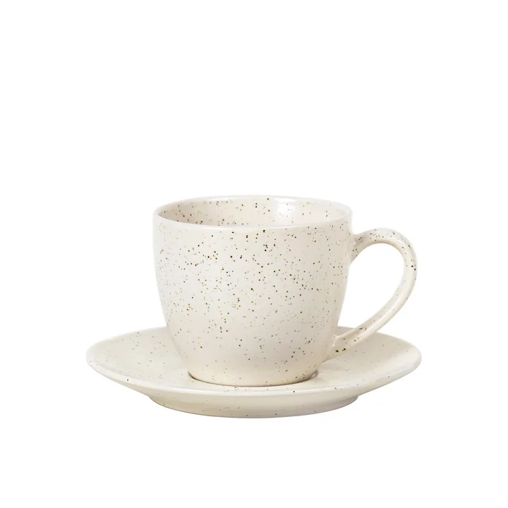 Broste Copenhagen - Nordic Vanilla Tasse avec soucoupe, Ø 14 x 8,8 cm, cream white