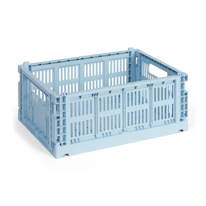 HAY - Colour Crate Corbeille M, 34,5 x 26,5 cm, bleu doux, recyclée