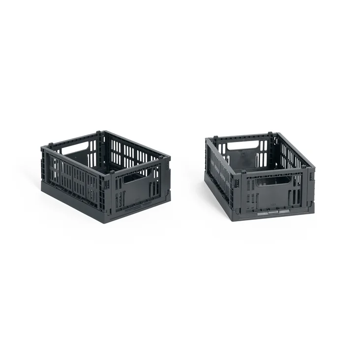 HAY - Colour Crate Panier Mini, 17 x 13 cm, charcoal, recycled (set de 2)