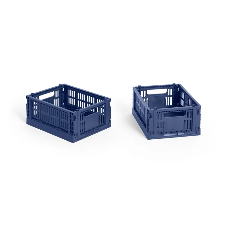 HAY - Colour Crate Panier Mini, 17 x 13 cm, bleu foncé, recycled (lot de 2)