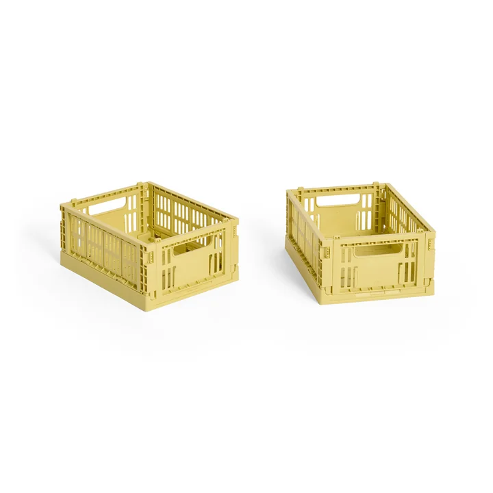 HAY - Colour Crate Panier Mini, 17 x 13 cm, dusty yellow, recycled (set de 2)