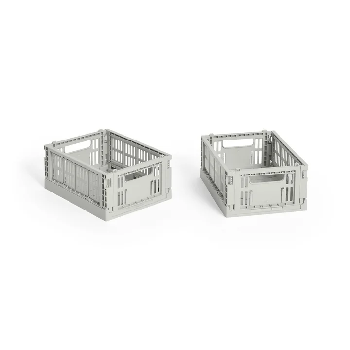 HAY - Colour Crate Panier Mini, 17 x 13 cm, gris, recycled (lot de 2)