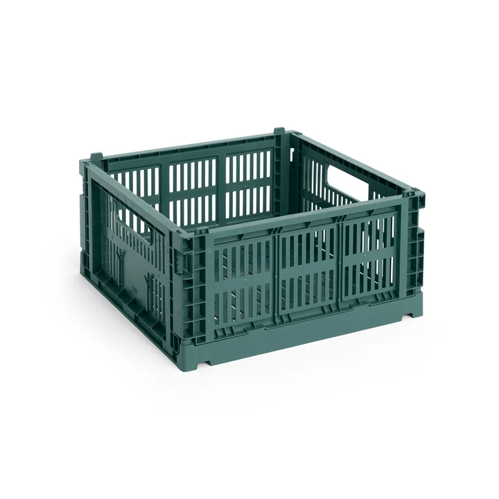HAY - Colour Crate Corbeille Square M, 29,5 x 29,5 cm, vert foncé, recyclée