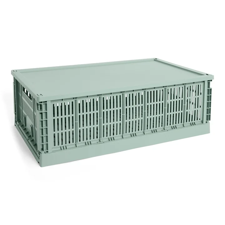 HAY - Colour Crate Corbeille XL, 68 x 42 cm, vert sauge, recycled avec couvercle
