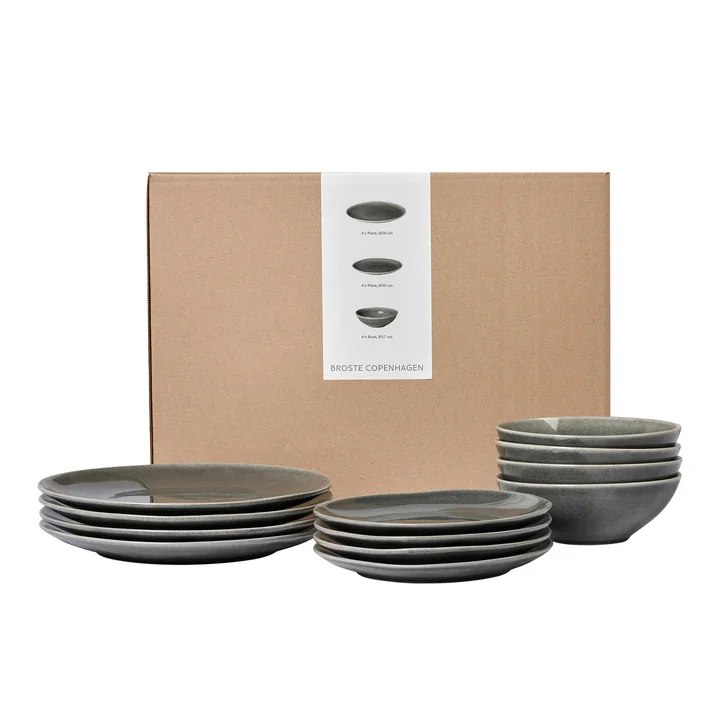 Broste Copenhagen - Nordic Rain Vaisselle Set de dîner, (12 pièces)