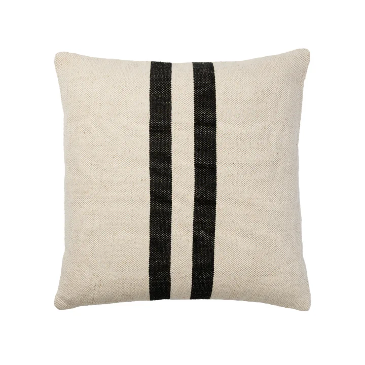 Broste Copenhagen - Sigrun Taie d'oreiller, 50 x 50 cm, light beige / noir