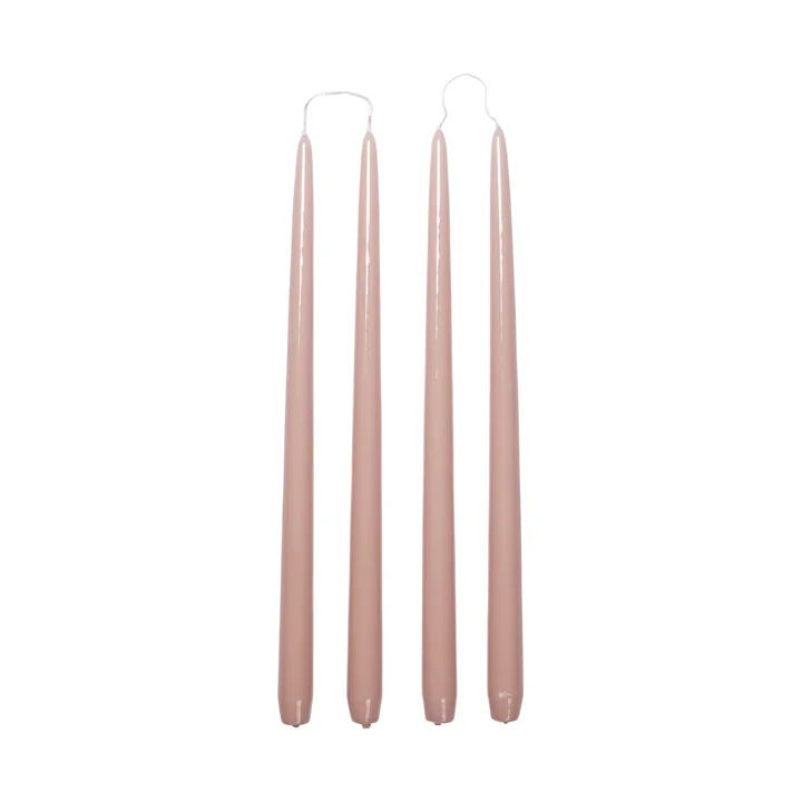 Broste Copenhagen - Smooth Bougie, H 38 cm, mauve pink (set de 4)