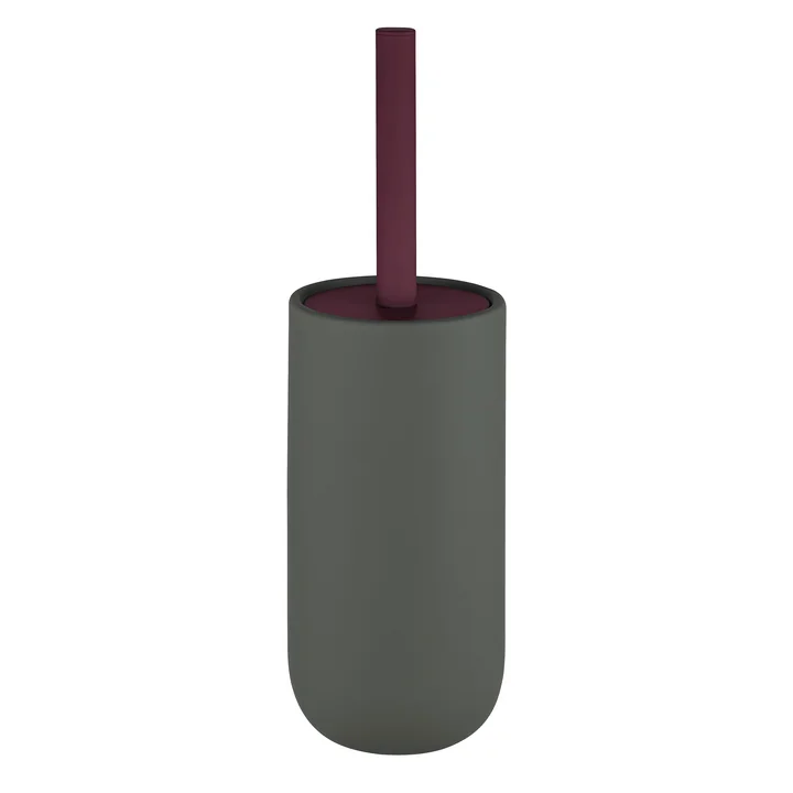 Mette Ditmer - Lotus Play Brosse à WC, olive foncé avec manche bordeaux
