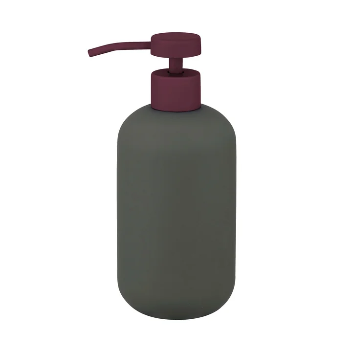 Mette Ditmer - Lotus Play Distributeur de savon, H 18 cm, olive foncé avec couvercle bordeaux