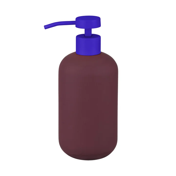 Mette Ditmer - Lotus Play Distributeur de savon, H 18 cm, bordeaux avec couvercle bleu