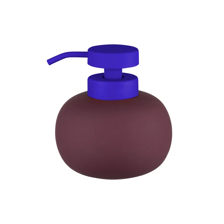 Mette Ditmer - Lotus Play Distributeur de savon, H 13 cm, bordeaux avec couvercle bleu