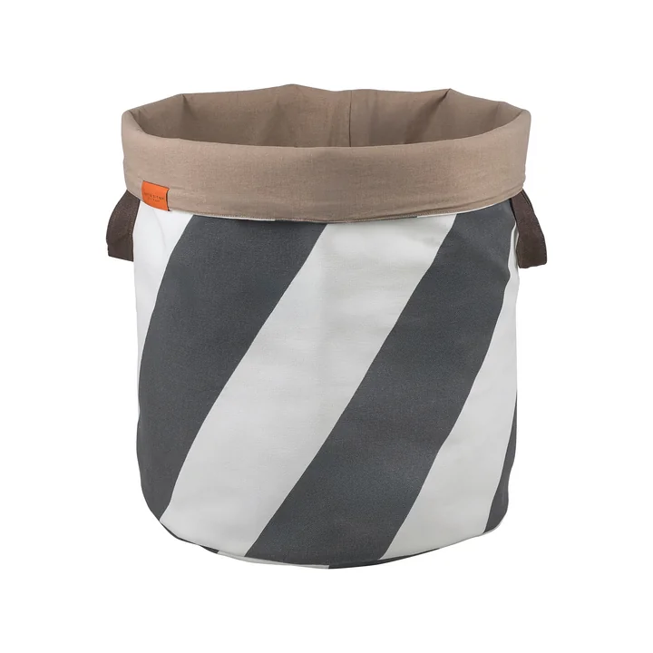 Mette Ditmer - Diagonal Panier à linge, Ø 40 x H 50 cm, gris foncé / blanc cassé