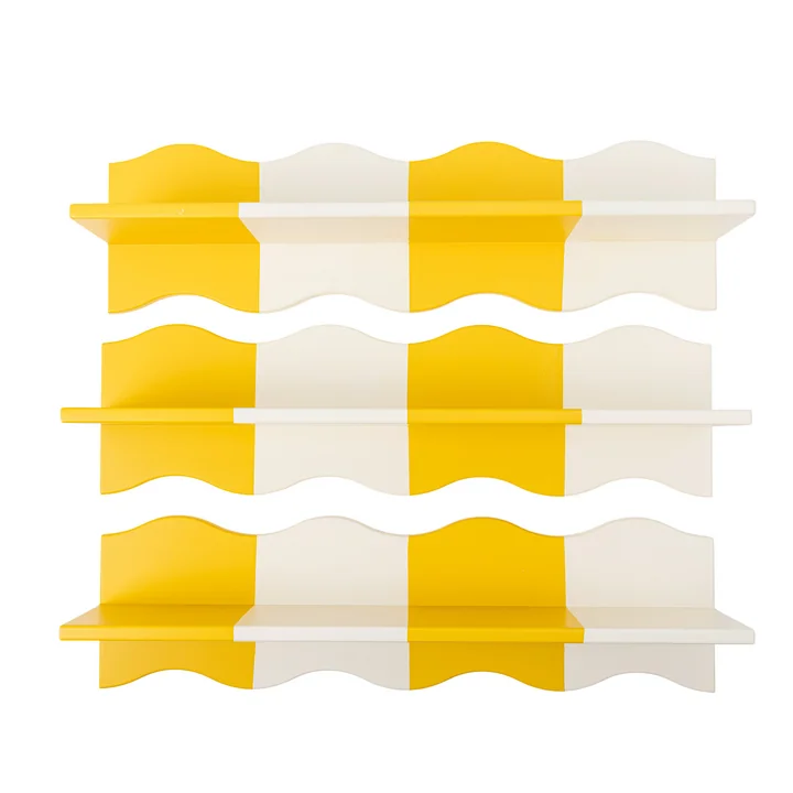 Bloomingville Mini - Bubbi Étagère murale, 80 cm, jaune / blanc