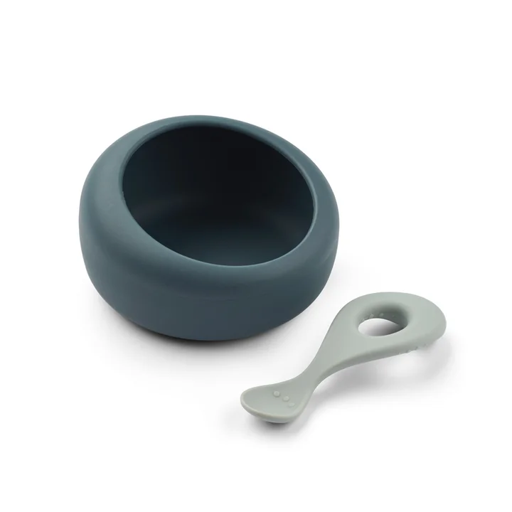 LIEWOOD - Sparia Bol avec cuillère, 470 ml, Whale blue / Dove blue