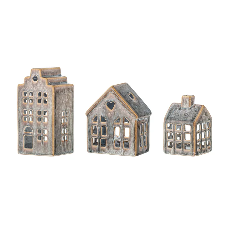 Bloomingville - Kalia Porte-bougies à réchaud, brun (set de 3)