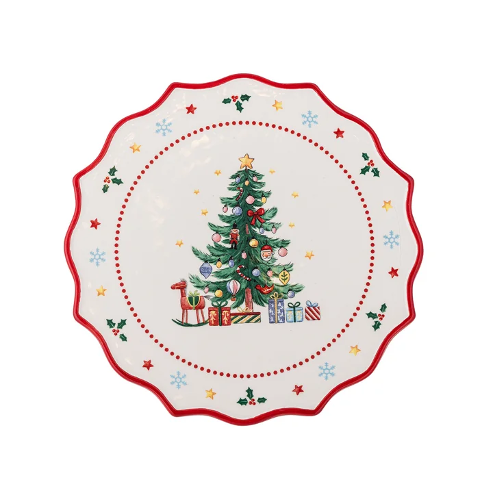 Bloomingville - Naive Assiette à gâteau, Ø 21 x H 9 cm, rouge