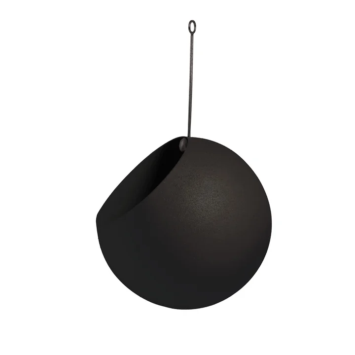 AYTM - Globe Pot de fleurs suspendu Ø 17 cm, noir / noir