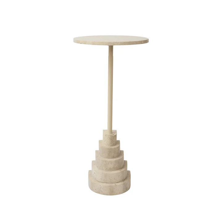 AYTM - Solum table d'appoint Ø 32 x H 67 cm, sable / travertin