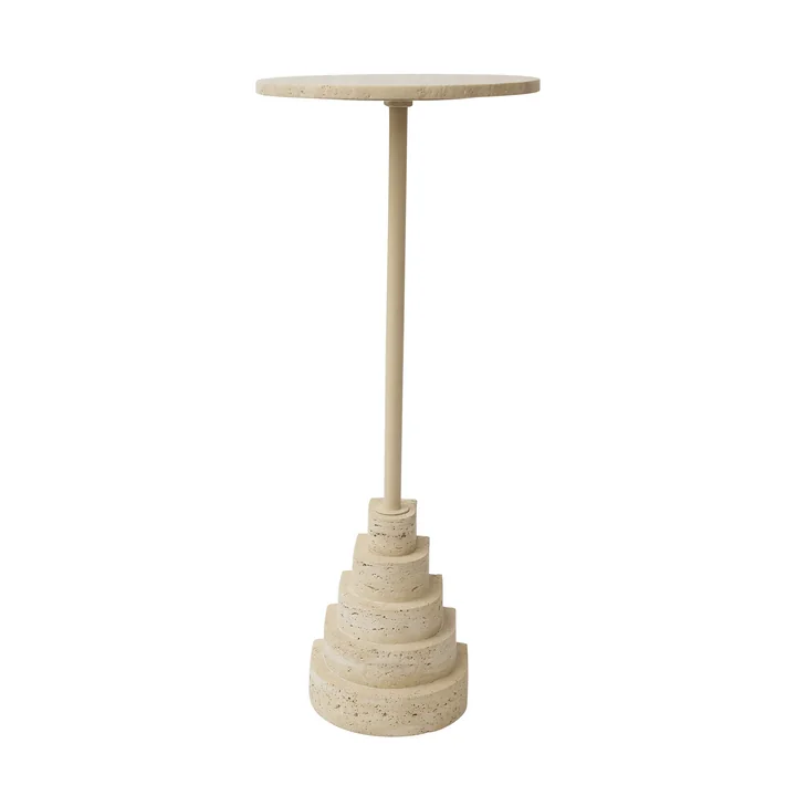 AYTM - Solum table d'appoint Ø 32 x H 78 cm, sable / travertin