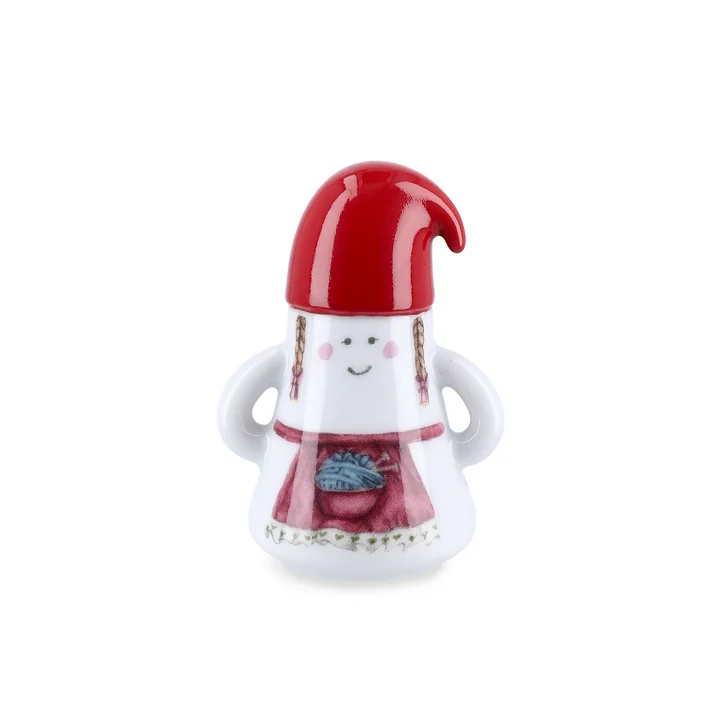 Kähler Design - Christmas Mother Elf Figurine de Noël, Ø 6 cm, blanc / multicolore