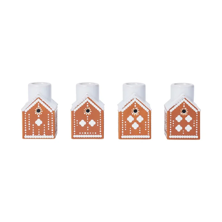 Kähler Design - Gingerbread Bougeoir de l'Avent, marron (lot de 4)