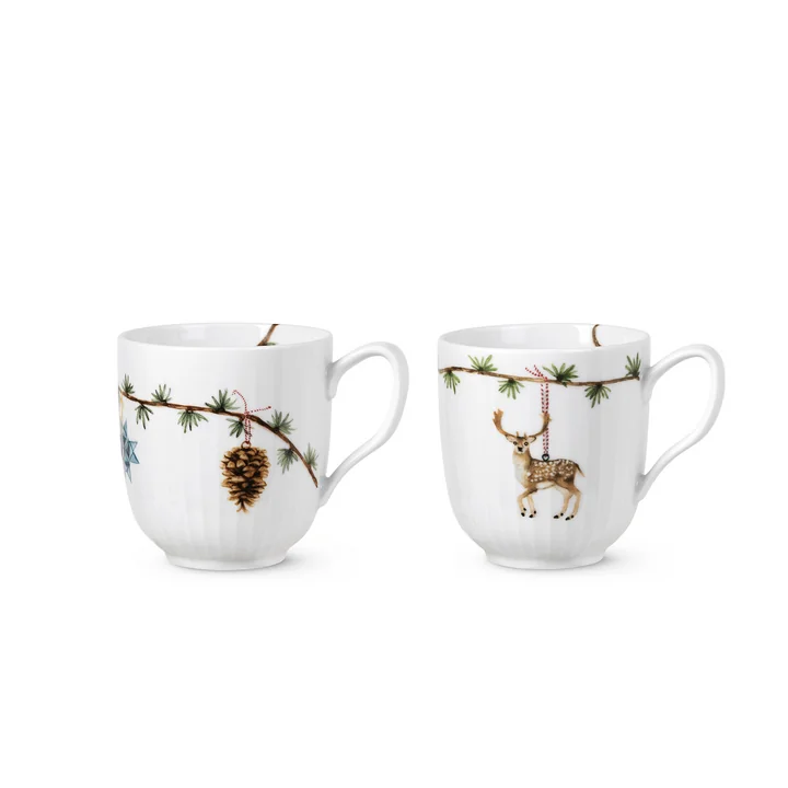 Kähler Design - Hammershøi Christmas 2020/2021 Mug avec anse, 33 cl, blanc (lot de 2)